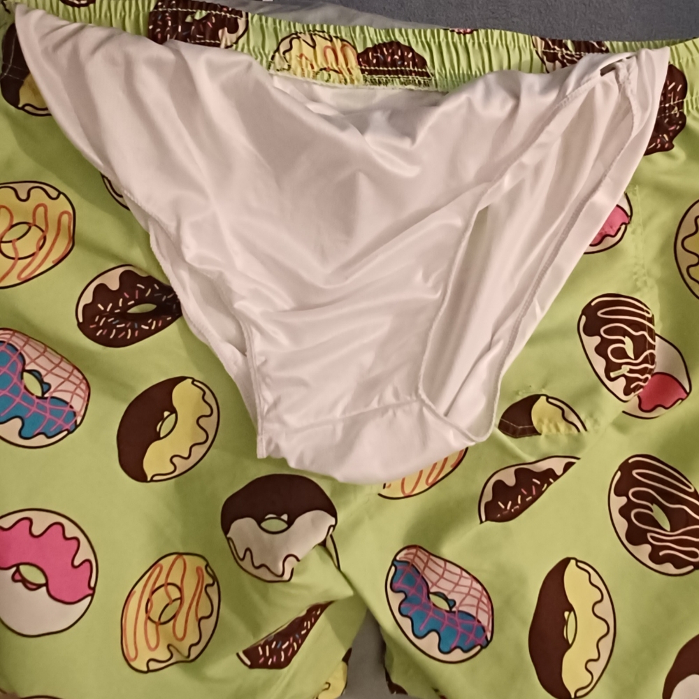 Donut Print Swim Trunks - Green - Picture 6 of 7